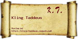 Kling Taddeus névjegykártya